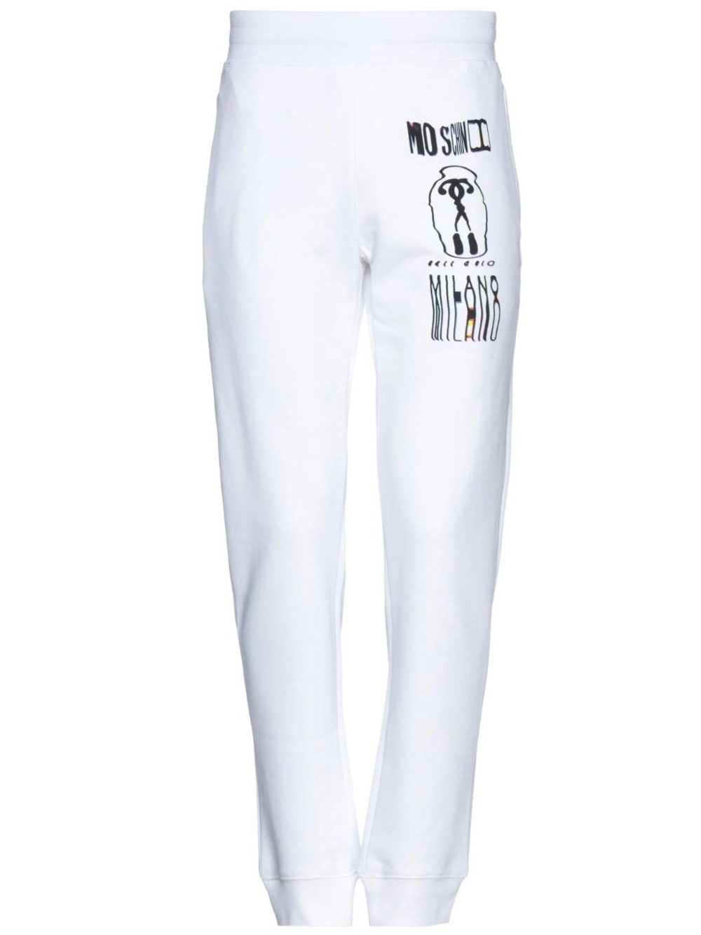Moschino White Jogger Sweatpants with Black Graphic